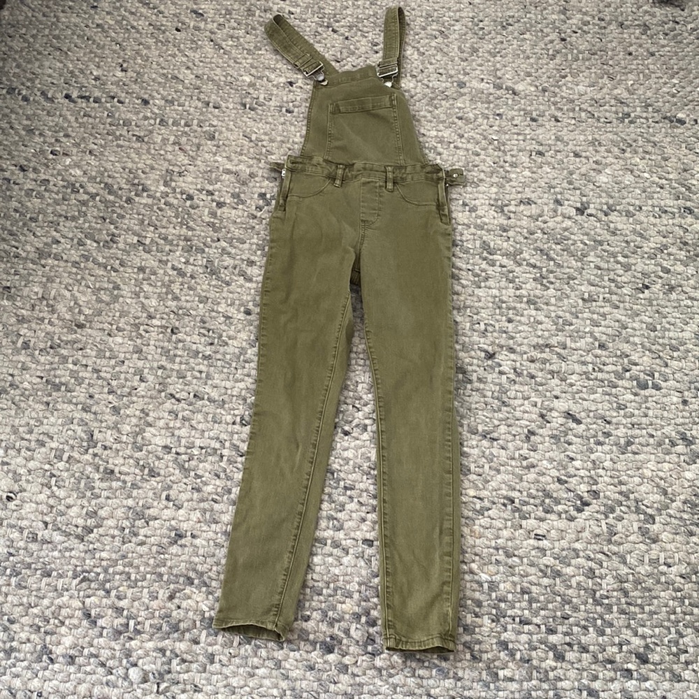 Green skinny overalls
